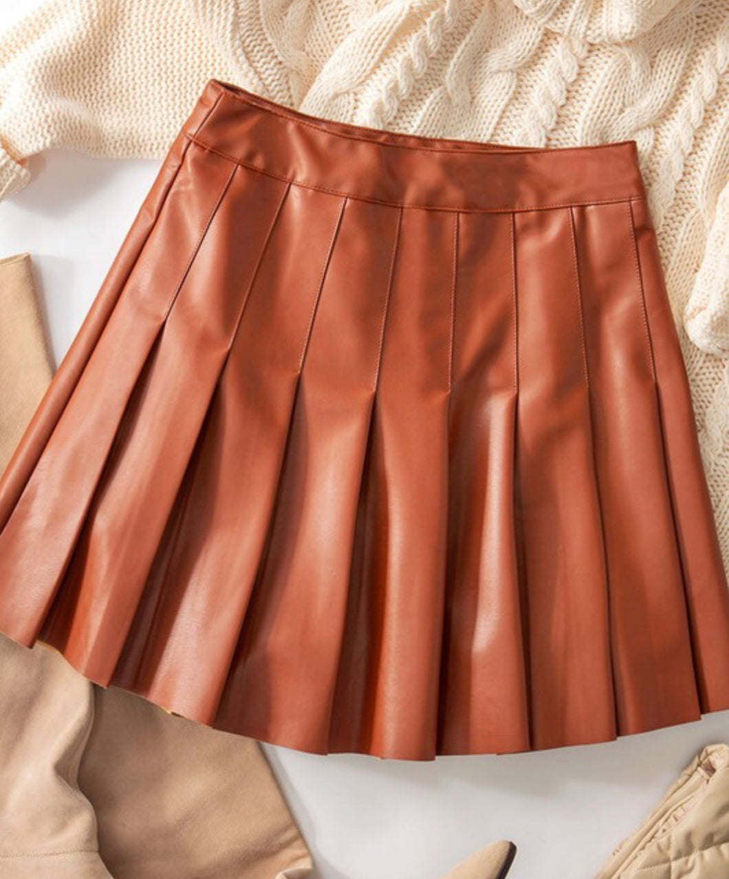 High Rise Leather Mini Skirt